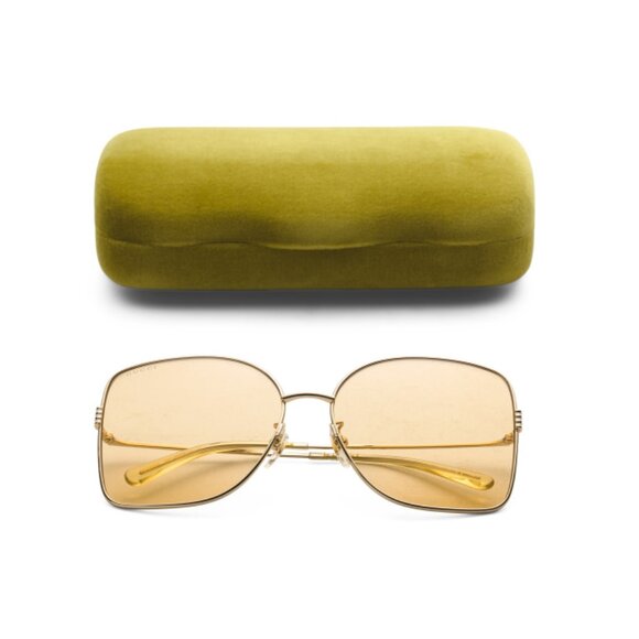 GUCCI Gold/Orange 62mm Square Sunglasses - Picture 1 of 2